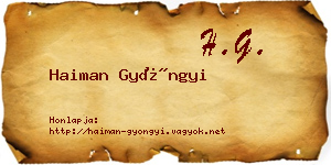 Haiman Gyöngyi névjegykártya